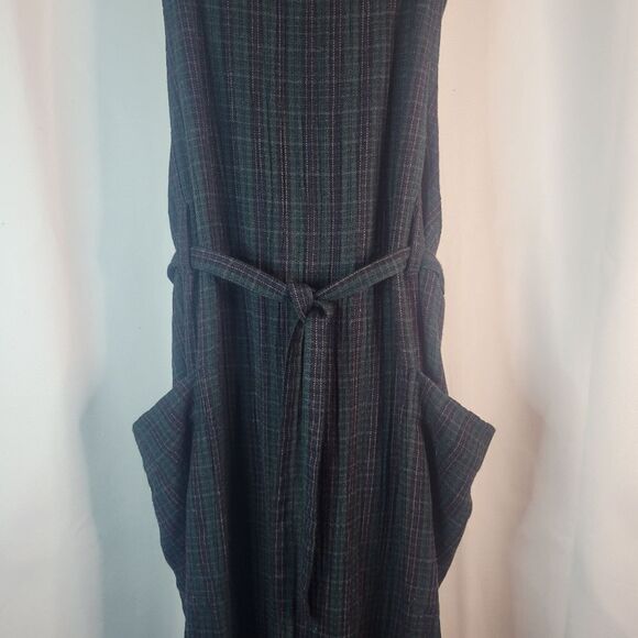 J. MATISSE Dark Green/Navy Plaid Cotton Apron Dress - Picture 3 of 15
